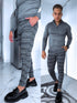 Yellow checked, elastic men's pants - gray
